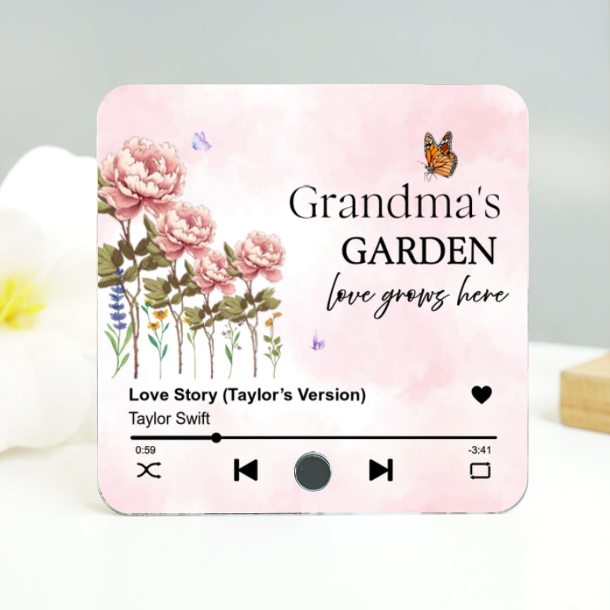 Grandma's Garden, Grandma's Kitchen Birth Month Flower Personalized Music Fridge Magnet, Gift for Grandma, Mom