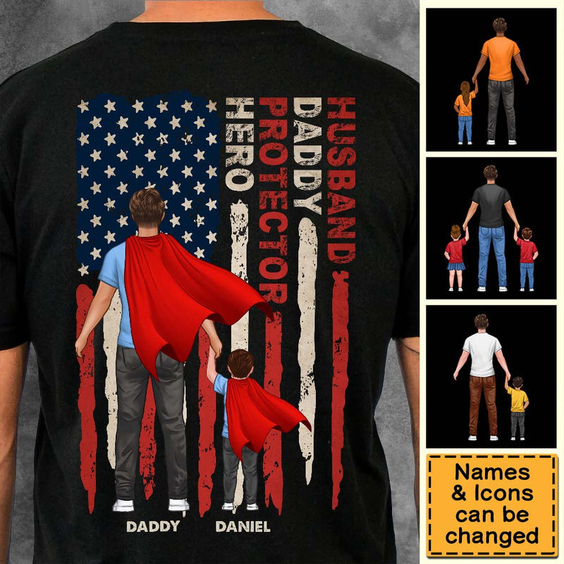 Personalized Gift For Dad Husband Daddy Protector Hero Shirt
