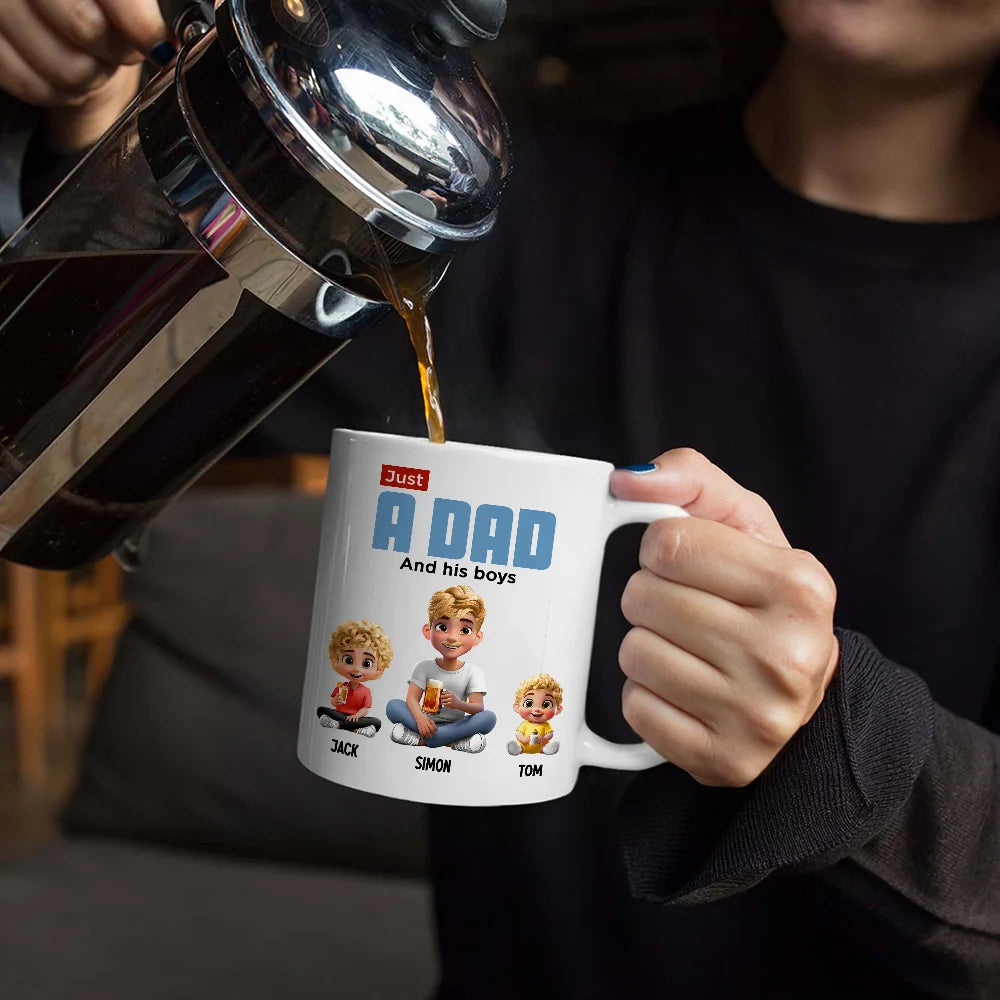 Just A Dad And His Girl 3D Cartoon - Personalized Mug