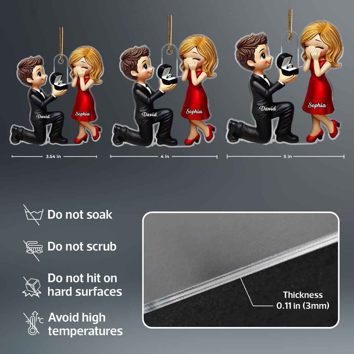 Marriage Proposal Personalized Car Hanger Ornament, Valentine's Day Gift for him, Gift for her