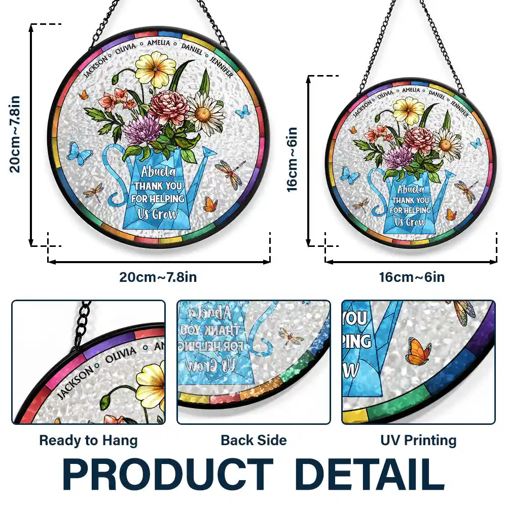 Helping Us Grow - Personalized Stained Glass Window Hanging Suncatcher