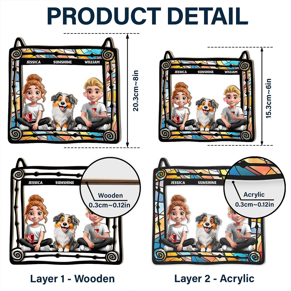 Lovely Dog Couples - Personalized Window Hanging Suncatcher Ornament