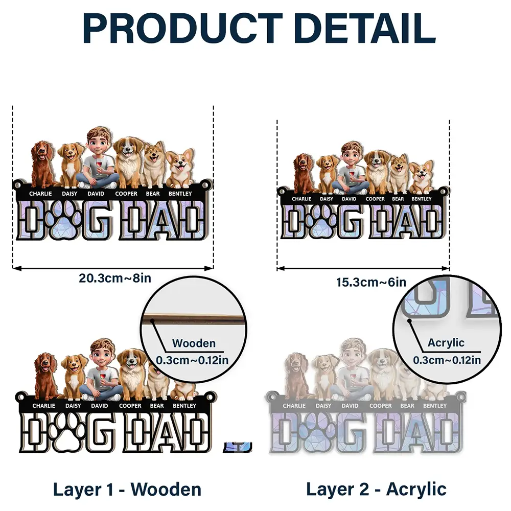 Dog Dad Dog Mom - Personalized Window Hanging Suncatcher Ornament