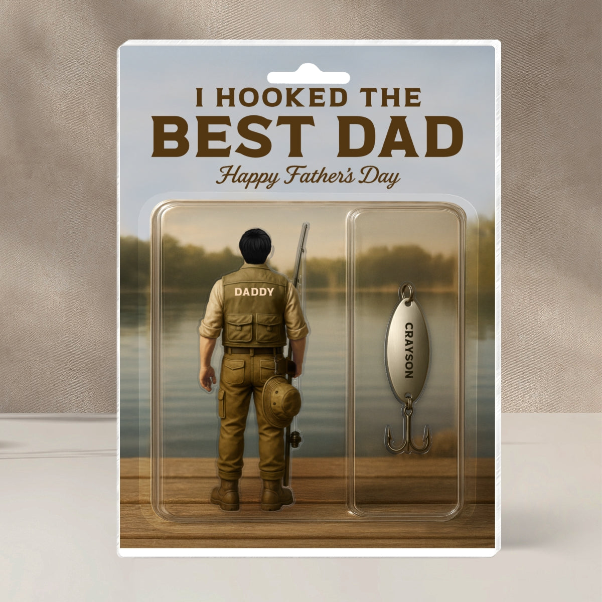 We Hooked The Best Dad Fishing With Kids' Names Custom Figure Personalized Acrylic Block Plaque, Perfect Father's Day Gift For Him, For Dad, Fishing Lover