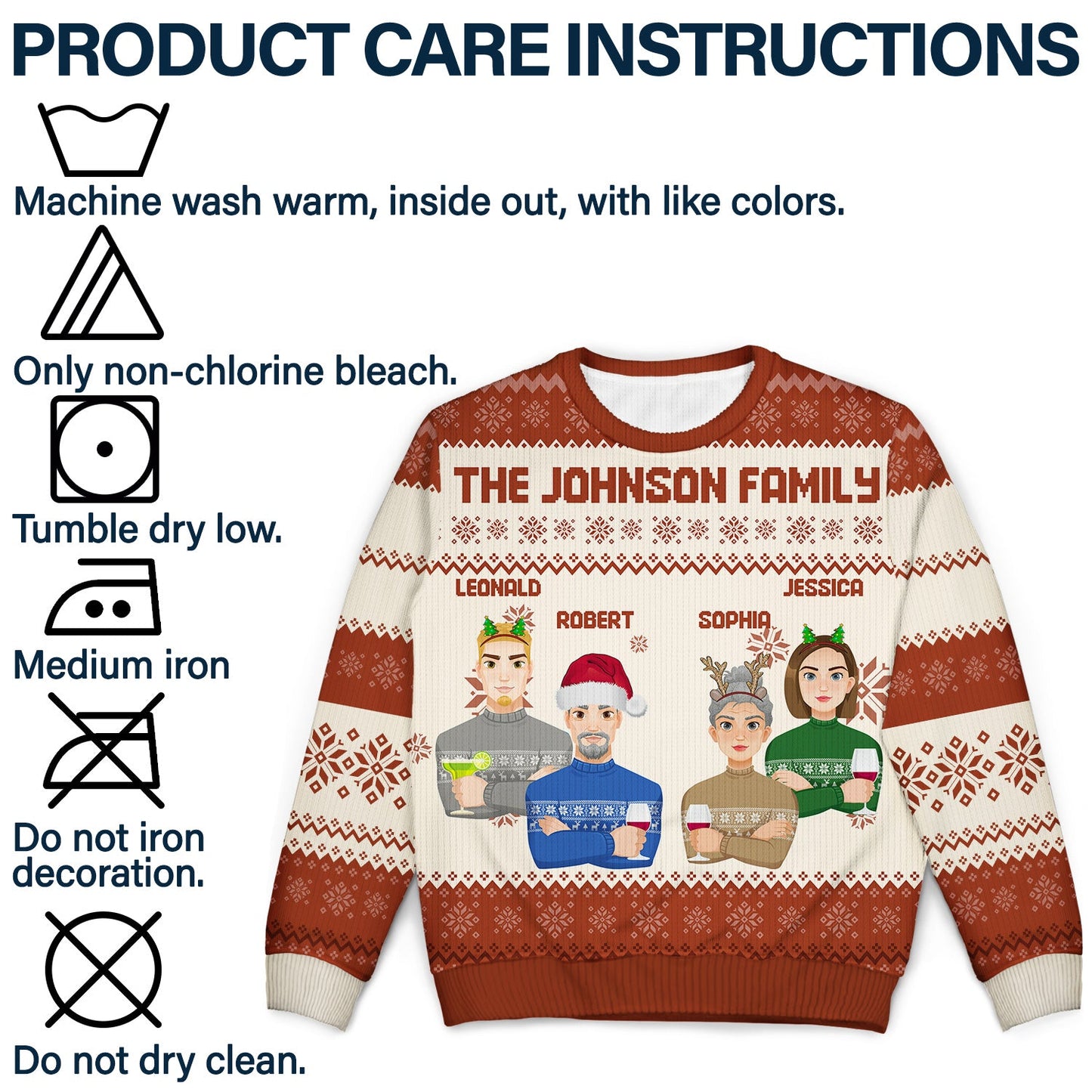 Flat Art - Christmas, Funny Gift For Family, Couple, Dad, Mom, Grandpa, Grandma - Personalized Unisex Ugly Sweater