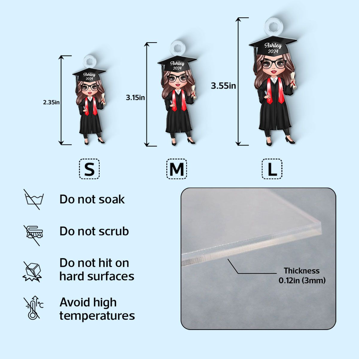 Class Of 2024 Senior Graduation Gift For Daughter Personalized Acrylic Keychain