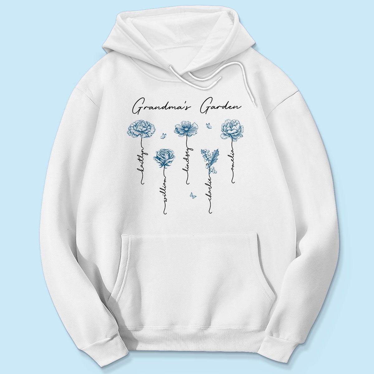 Grandma's Garden Retro Vintage Birthmonth Flowers Personalized Shirt, Grandkids Names Floral Gift for Grandma, Mom
