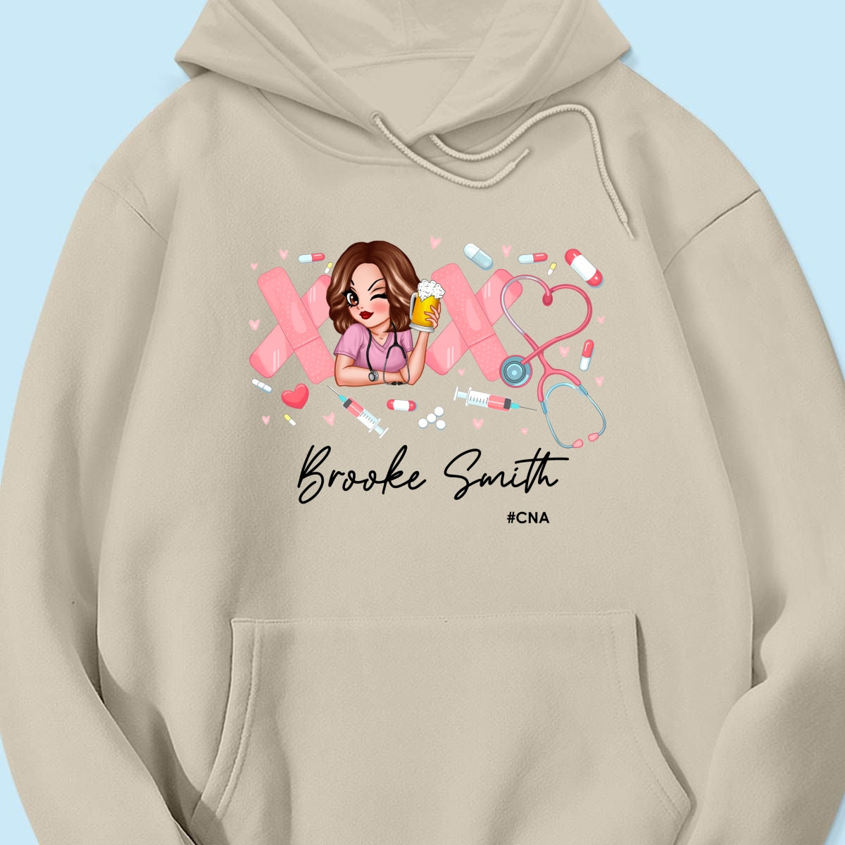 Pink Coquette XOXO Nurse Personalized Shirt, Birthday Valentine's Day Gift For Nurse Wife, Girlfriend, Bestie