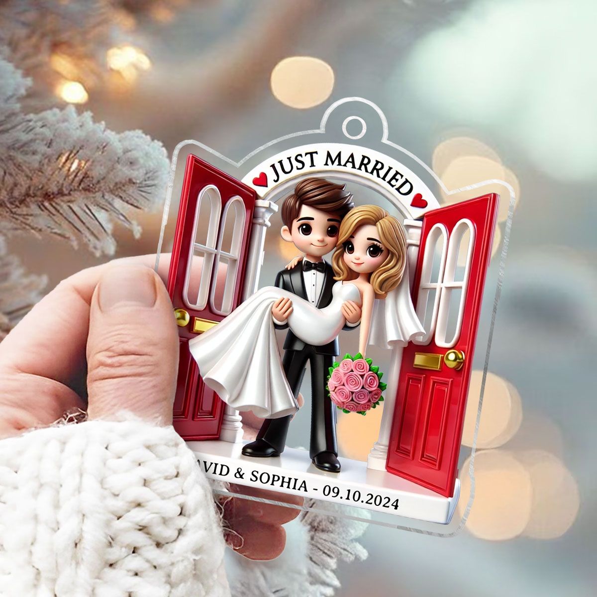 Married Wedding Couple Threshold Acrylic Ornament, MR. & MRS. Gift