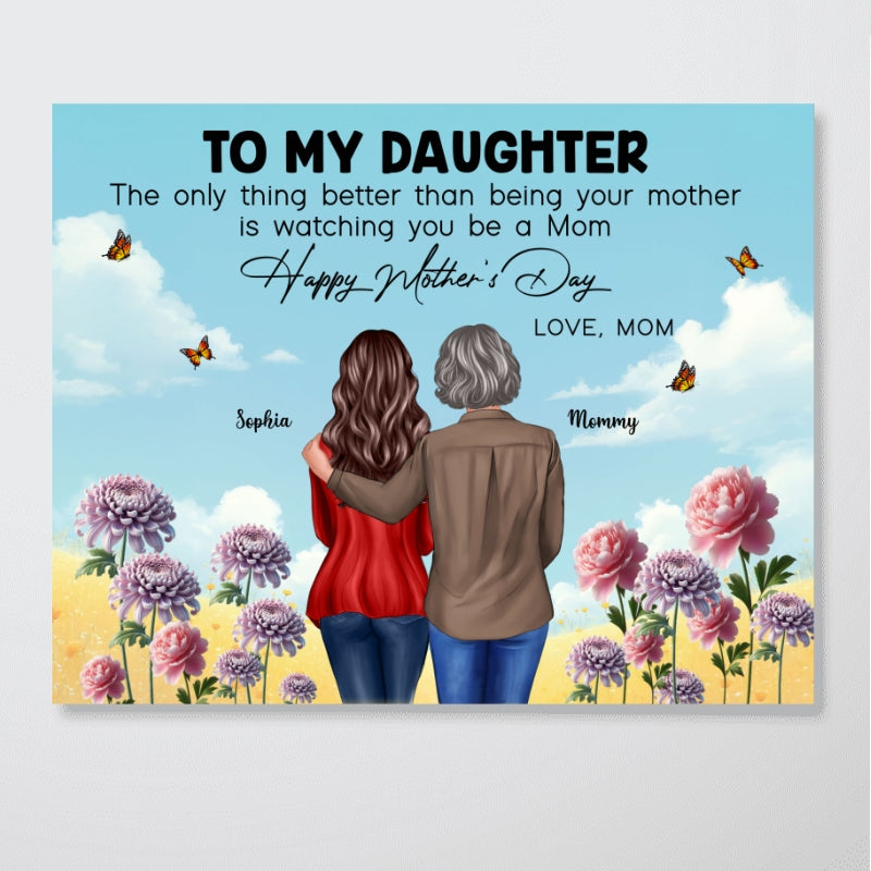 To My Daughter From Mom Happy Mother's Day Birth Flower Personalized Canvas, Mother's Day Gift For Daughter