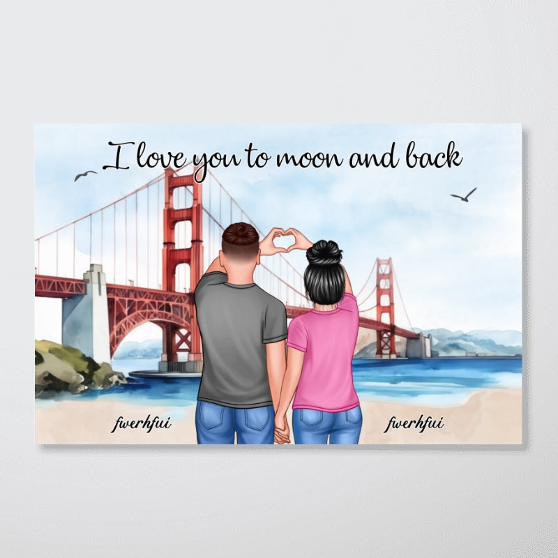 Personalized Couple Bridge Landscape Poster, Valentine's Day Gift, Anniversary Gift for Couples