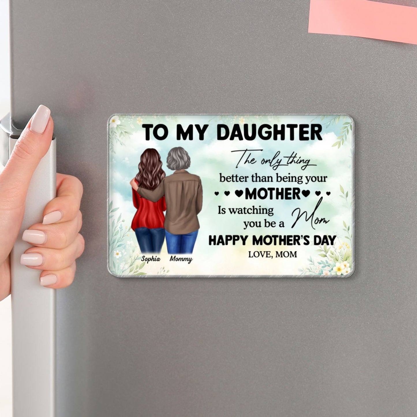 To My Daughter From Mom Happy Mother's Day Personalized Acrylic Fridge Magnet, Mother's Day Gift For Daughter