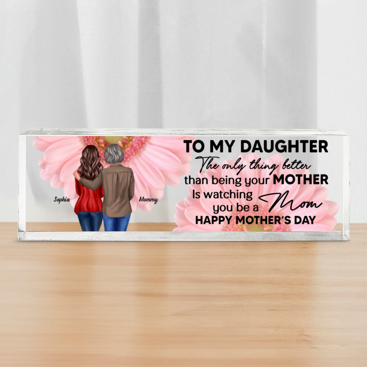To My Daughter From Mom Happy Mother's Day Personalized Acrylic Desk Name Plate, Mother's Day Gift For Daughter
