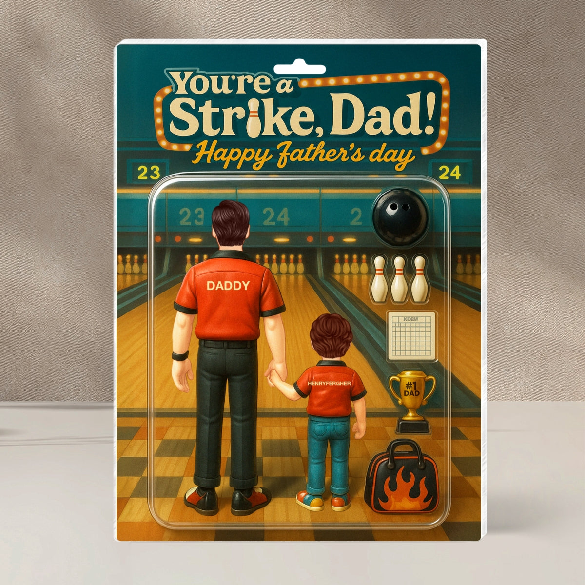 You're a Strike Dad Bowling Custom Figure Personalized Acrylic Block Plaque, Father's Day Gift for Dad, Gift for Husband
