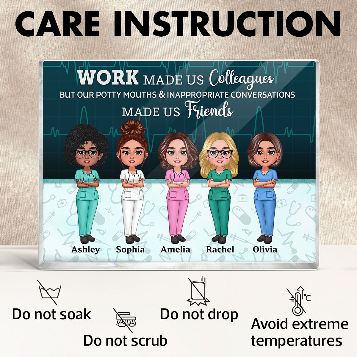 Nurse Best Friends Work Made Us Colleagues Personalized Acrylic Block
