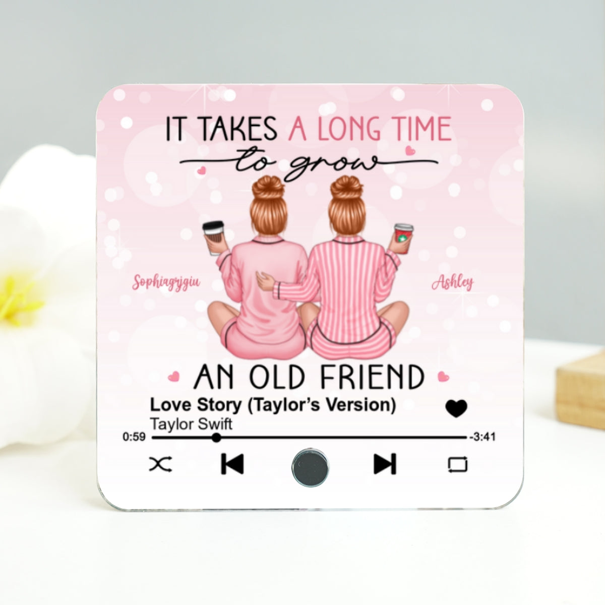I'd Punch A Bitch For You Personalized Music Fridge Magnet, Funny Gift For Best Friends, BFF