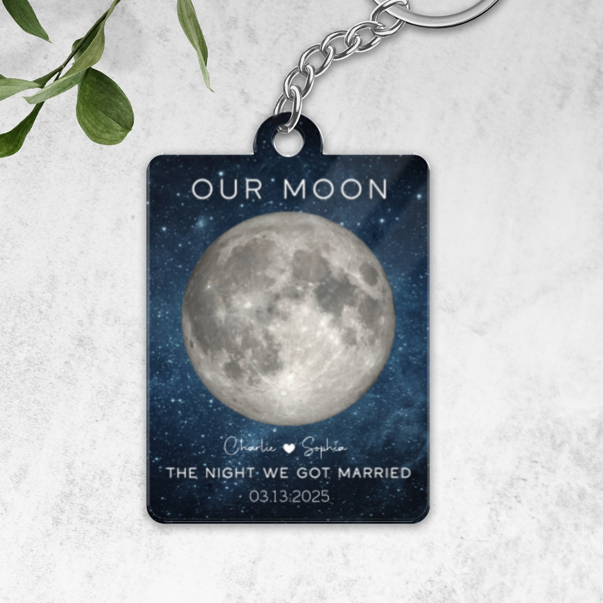 Our Moon Couple Moon Phase Art Anniversary Gift For Him Gift For Her Personalized Acrylic Keychain