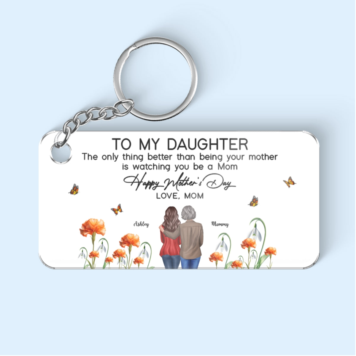 To My Daughter From Mom Happy Mother's Day Birth Flower Personalized Acrylic Keychain, Mother's Day Gift For Daughter
