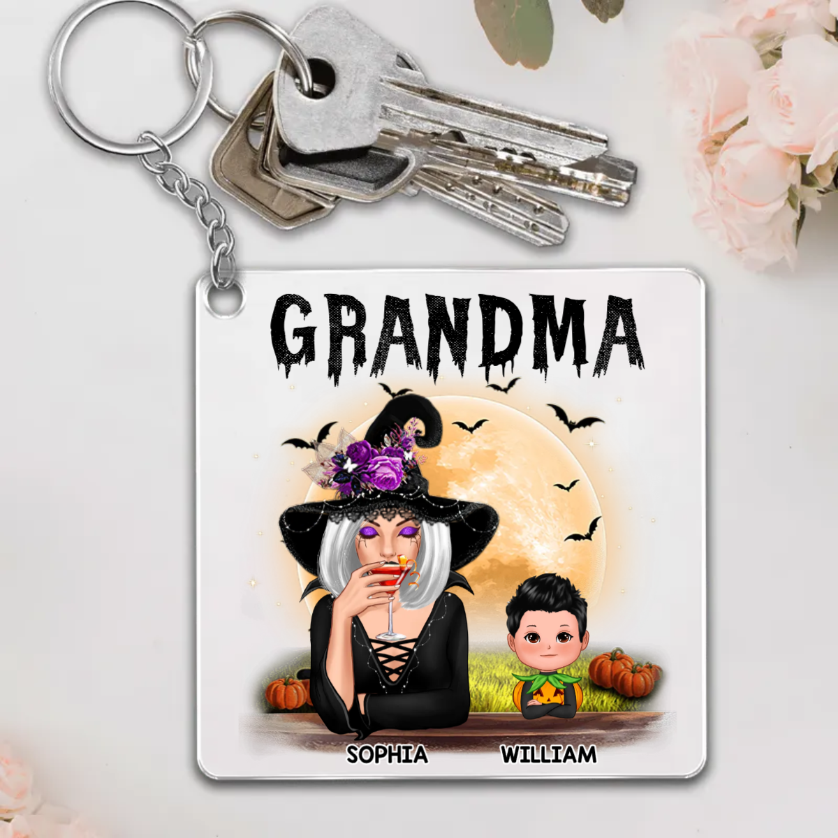 Grandma Mom Witch With GrandKids Halloween Personalized Custom Shirt