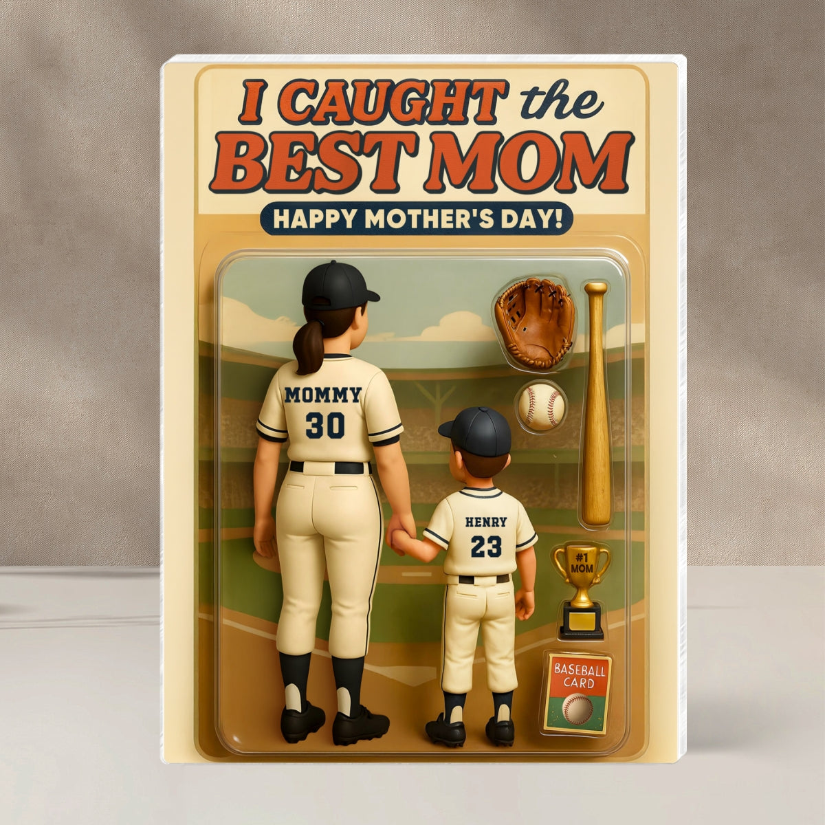 We Caught the Best Mom Baseball Custom Figure Personalized Acrylic Block Plaque, Mother's Day Gift for Mom, Gift for Wife