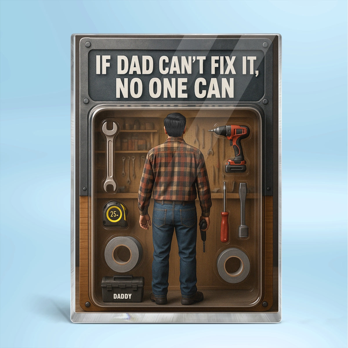 3D Effect If Dad Can't Fix It No One Can Action Figure Personalized Rectangle Acrylic Block