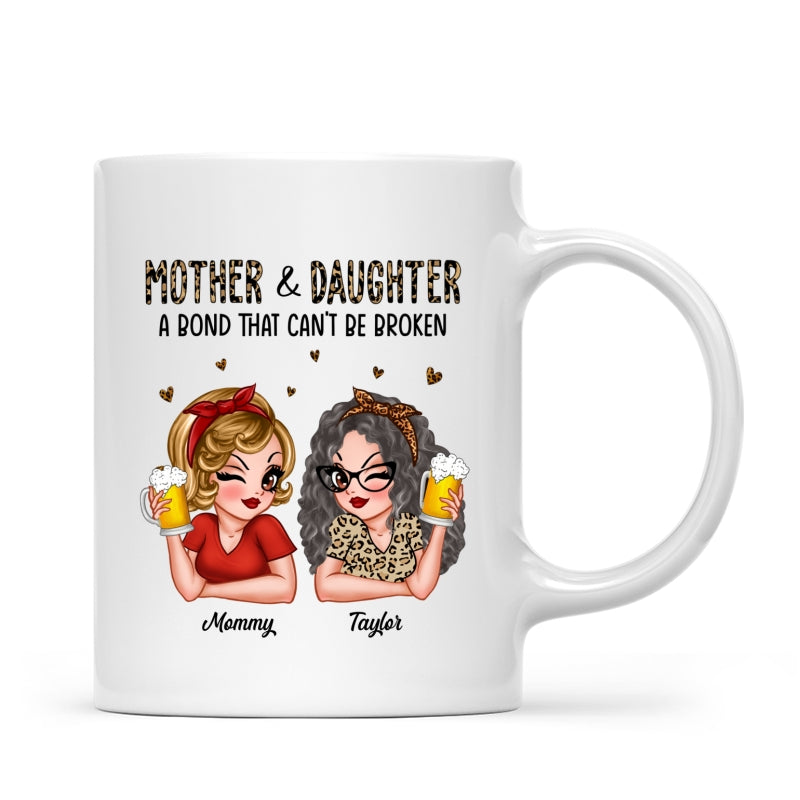 Leopard Pattern Mother Daughter Bond That Can't Be Broken Personalized Mug, Mother's Day Gift For Daughter