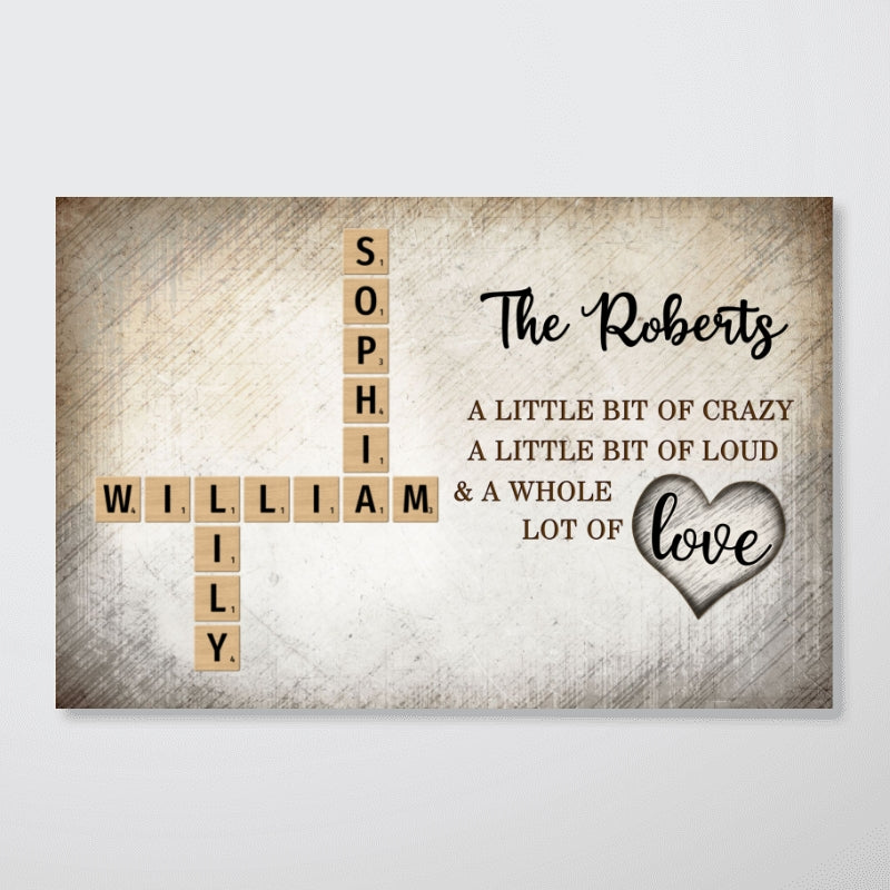 Family Whole Lot Of Love Crossword Puzzle Art - Captured In A Moment, Cherished For A Lifetime Personalized Poster