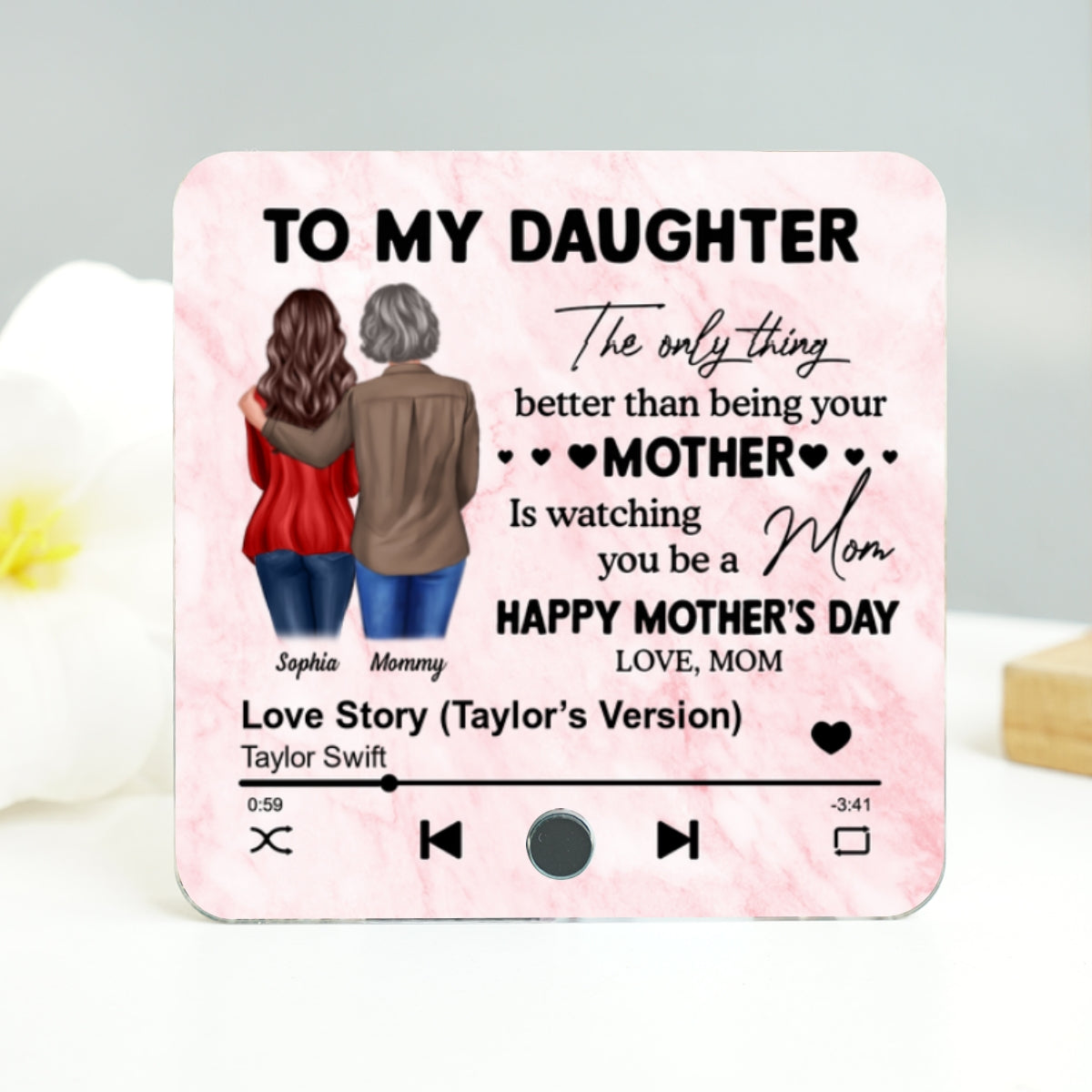 To My Daughter From Mom Personalized Music Fridge Magnet, Heartfelt 2025 Mother's Day Gift For Daughter