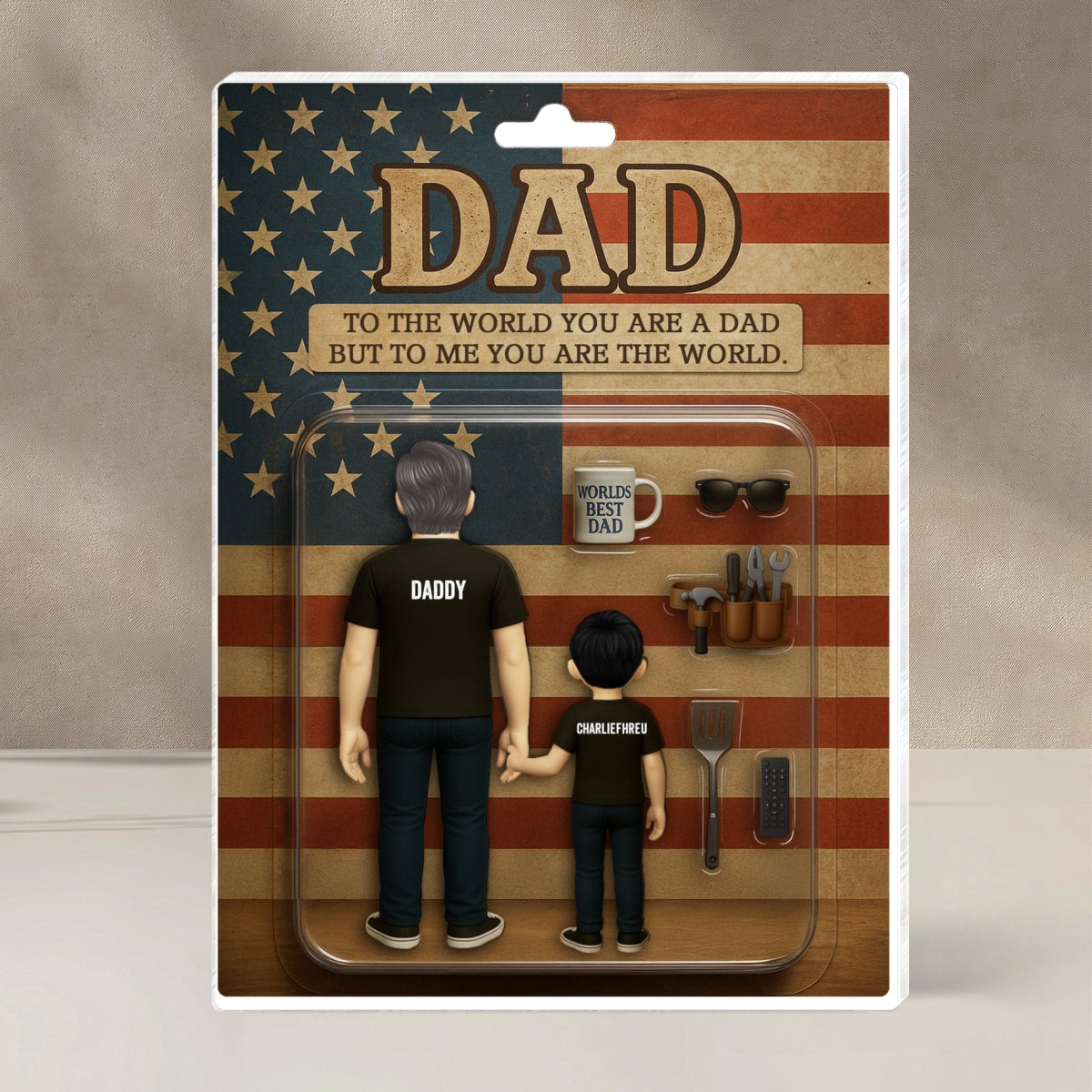 Dad And Kids Back View Custom Figure Personalized Acrylic Block Plaque, Father's Day Gift for Dad, Gift for Husband