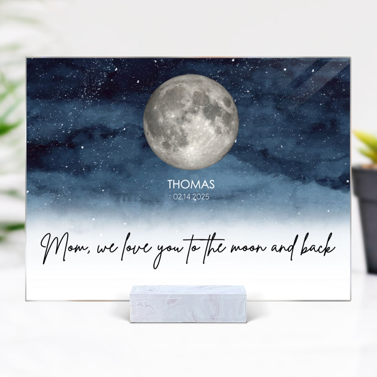 Starry Night Custom Birth Moon Phase The Day You Became Our Mom Personalized Acrylic Plaque
