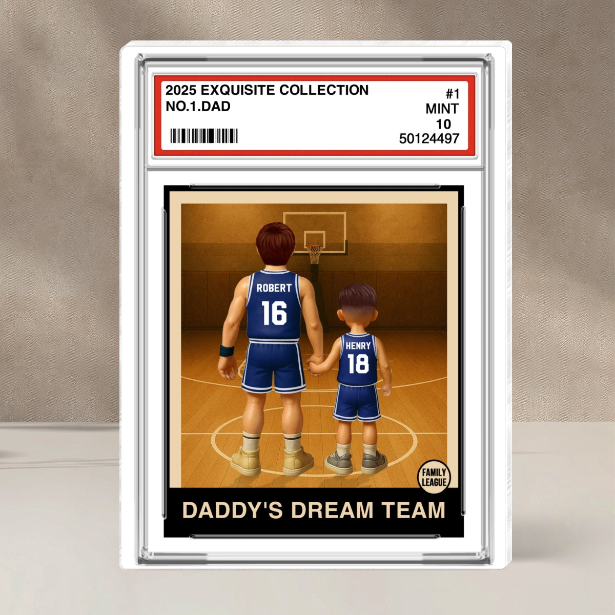 Basketball No. 1 Dad Man & Kids Trading Card Style Personalized Acrylic Block Plaque