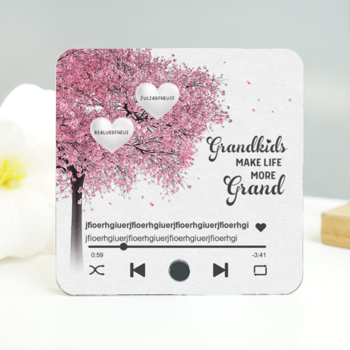 Grandma Grandkids Fill A Place In Your Heart Heart Tree Personalized Music Fridge Magnet, Heartfelt Mother's Day Gift For Mom For Grandma