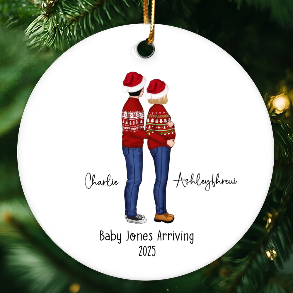 Custom Maternity Ornament, Personalized Expectant Parents, Pregnancy Announcement