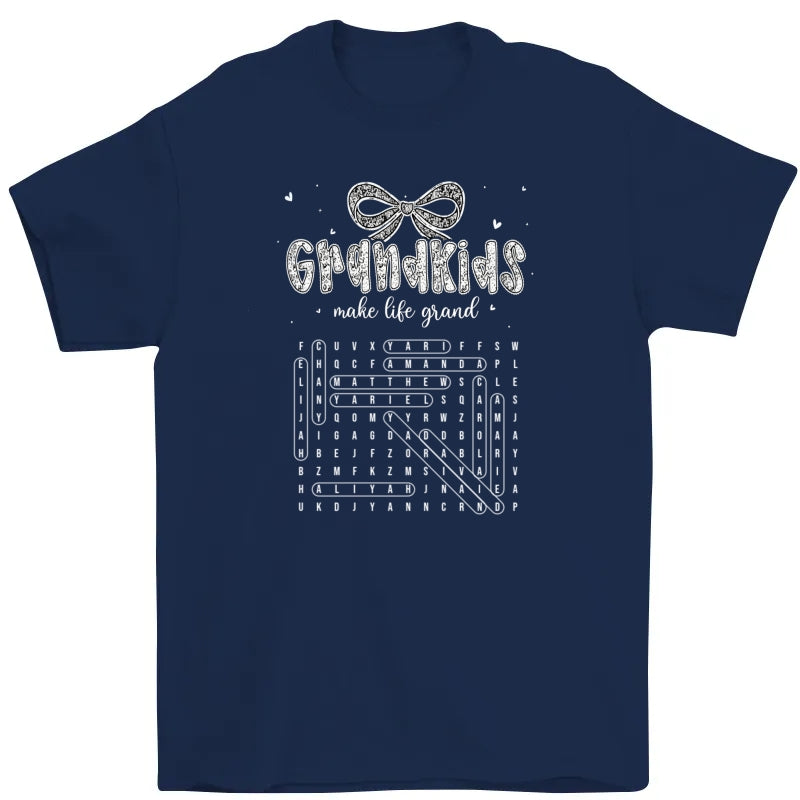 Lace Pattern Grandma Custom Grandkids Names Word Search Puzzle - Personalized Shirt - Gift For Grandma