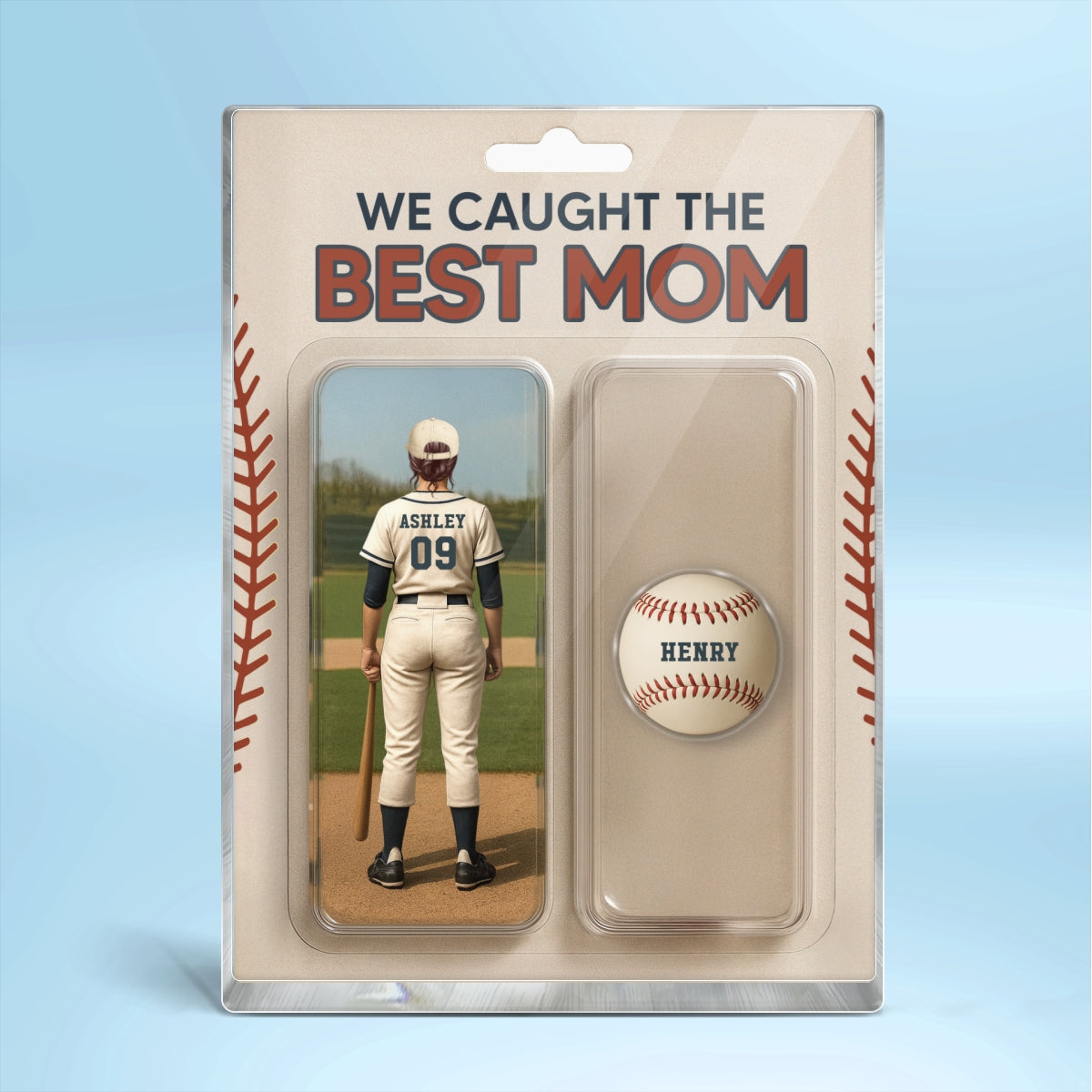 We Caught The Best Mom Baseball Lover Realistic Figure Style Personalized Acrylic Block Plaque