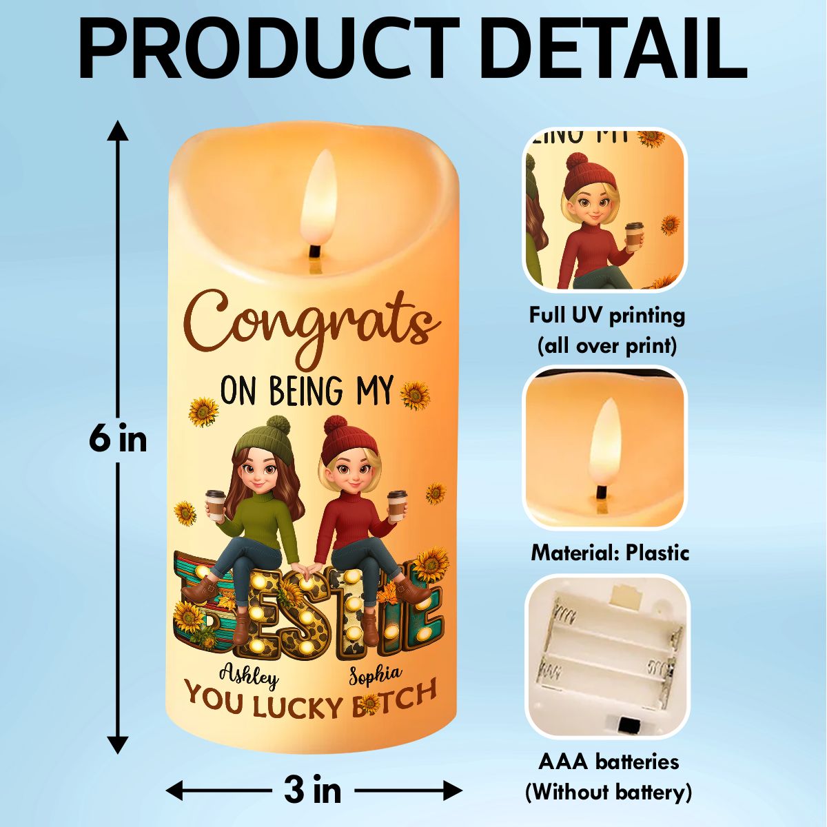 To My Bestie Western Fall Vibe Personalized LED Candle