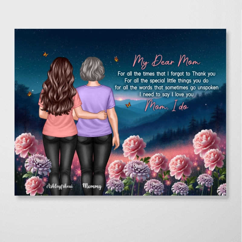 Mom Thank You Gift, Mother's Day Gift From Daughter Birth Flower Personalized Canvas
