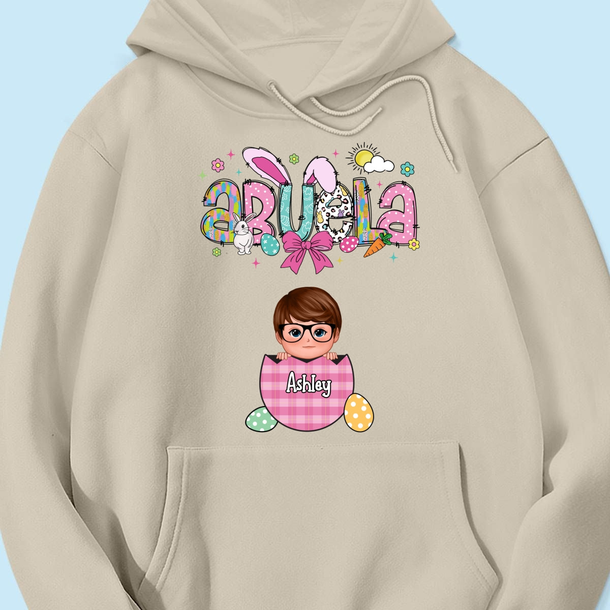 Grandma Mom Gigi Easter Eggs Kids Name Personalized Shirt