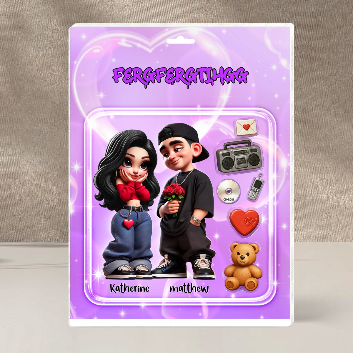 Y2K Couple Toy Box Figures Style Personalized Acrylic Block Plaque