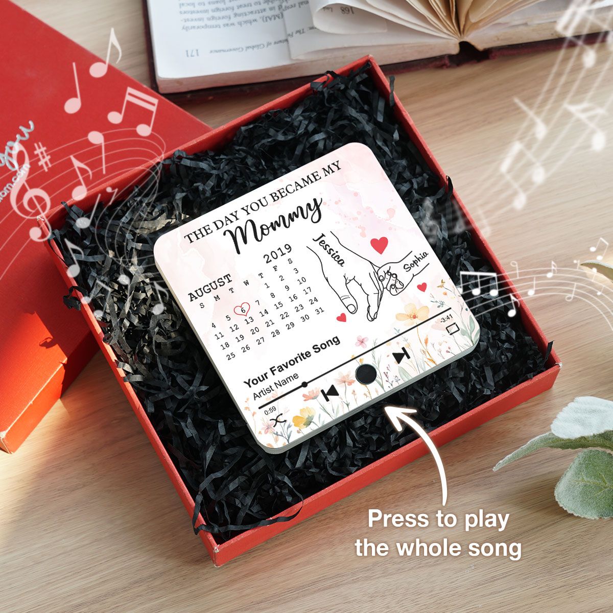 The Day You Became My Mom Grandma Custom Calendar Personalized Music Fridge Magnet, Birthday, Mother's Day, Just Because Gift for Mom, Grandma