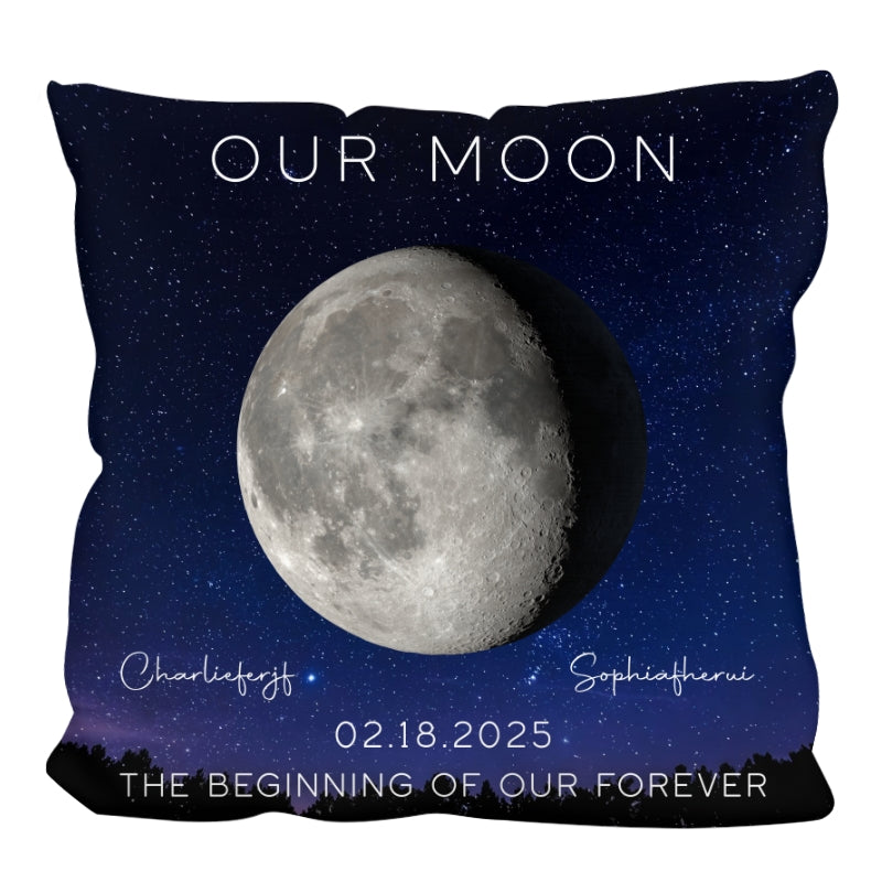 Our Moon Couple Gift Moon Phase Art Anniversary Gift For Him Gift For Her Personalized Pillow