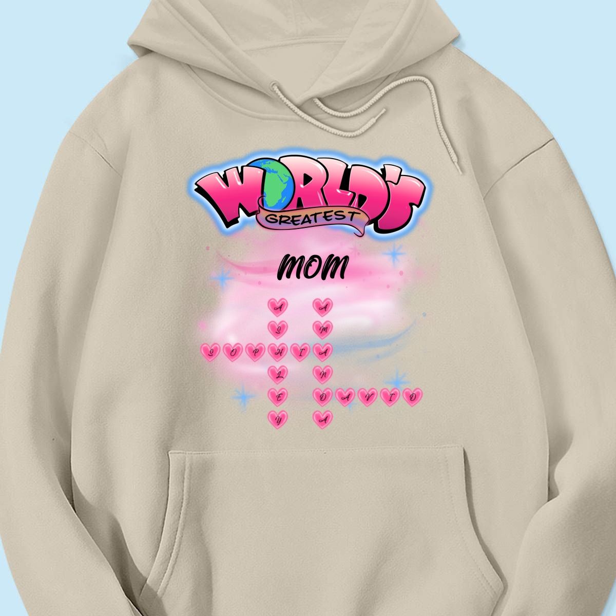 Airbrushed Mom Grandma Kids Names Crosswords Personalized Shirt, Mother's Day Shirt for Mom, for Grandma