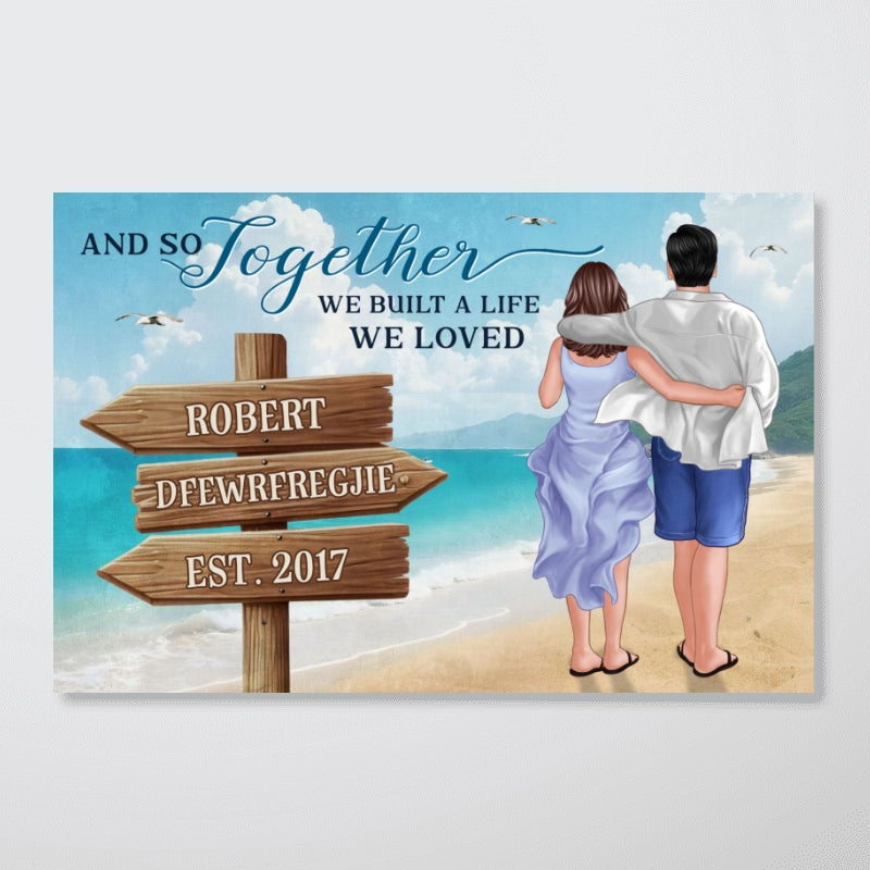 Couple Embracing & Walking On The Beach Personalized Canvas, Heartfelt Gift For Couple, For Him, For Her, Boyfriend, Girlfriend, Husband, Wife