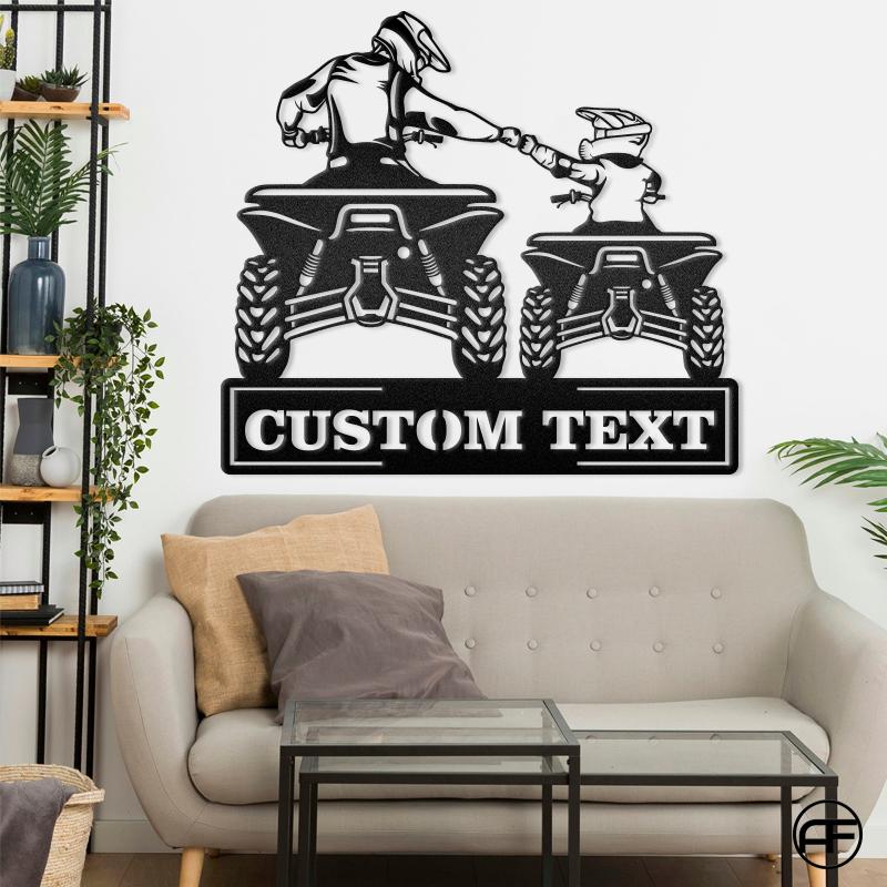 Four-Wheel Dad And Son Motorcycle Bike Gift For Dad Father's Day Metal Wall Art