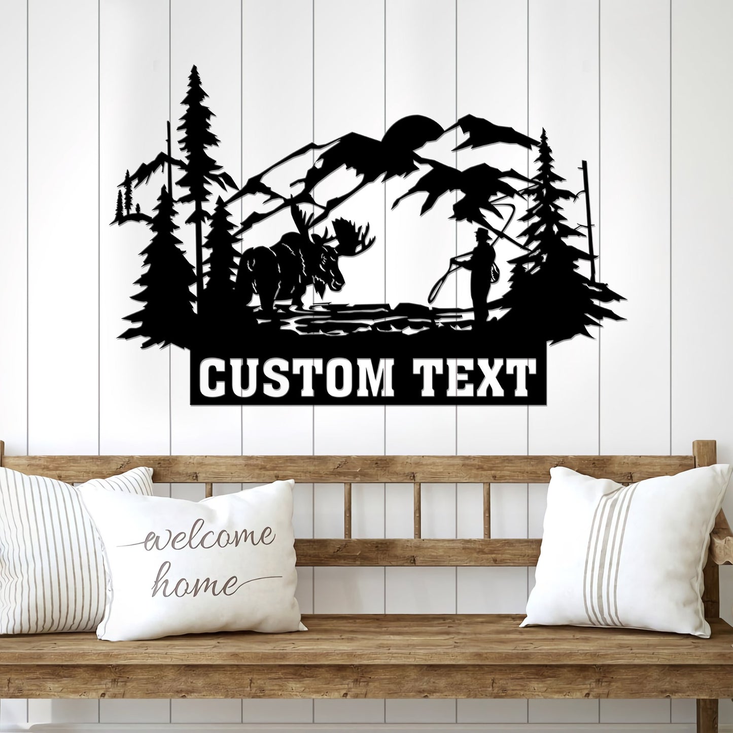 Moose Rustic Custom Text Metal Moose Sign, Last name Moose Sign for Outdoor