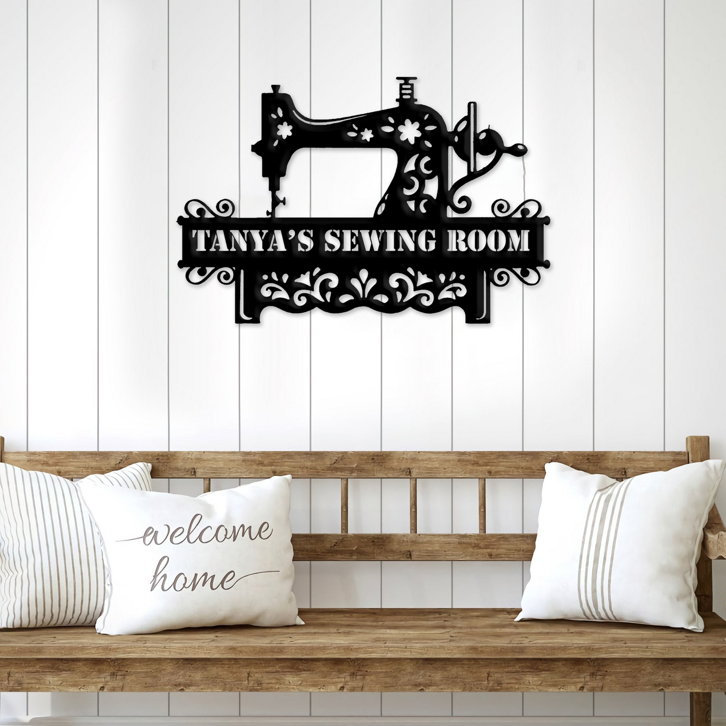 Sewing Room Sign Custom Name Metal Wall Art