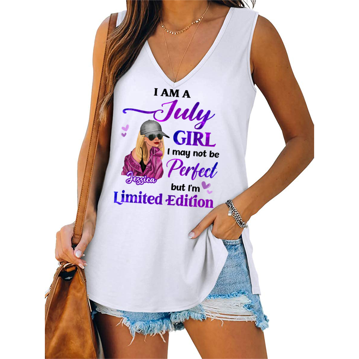 Birthday Gift Birth Month Fashion Girl Limited Edition Personalized Women Tank Top V Neck Casual Flowy Sleeveless