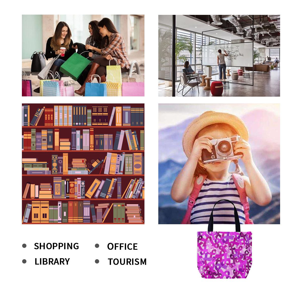 Intense Pink Ribbon Sassy Breast Cancer Survivor Canvas Bag No.RGYKIH