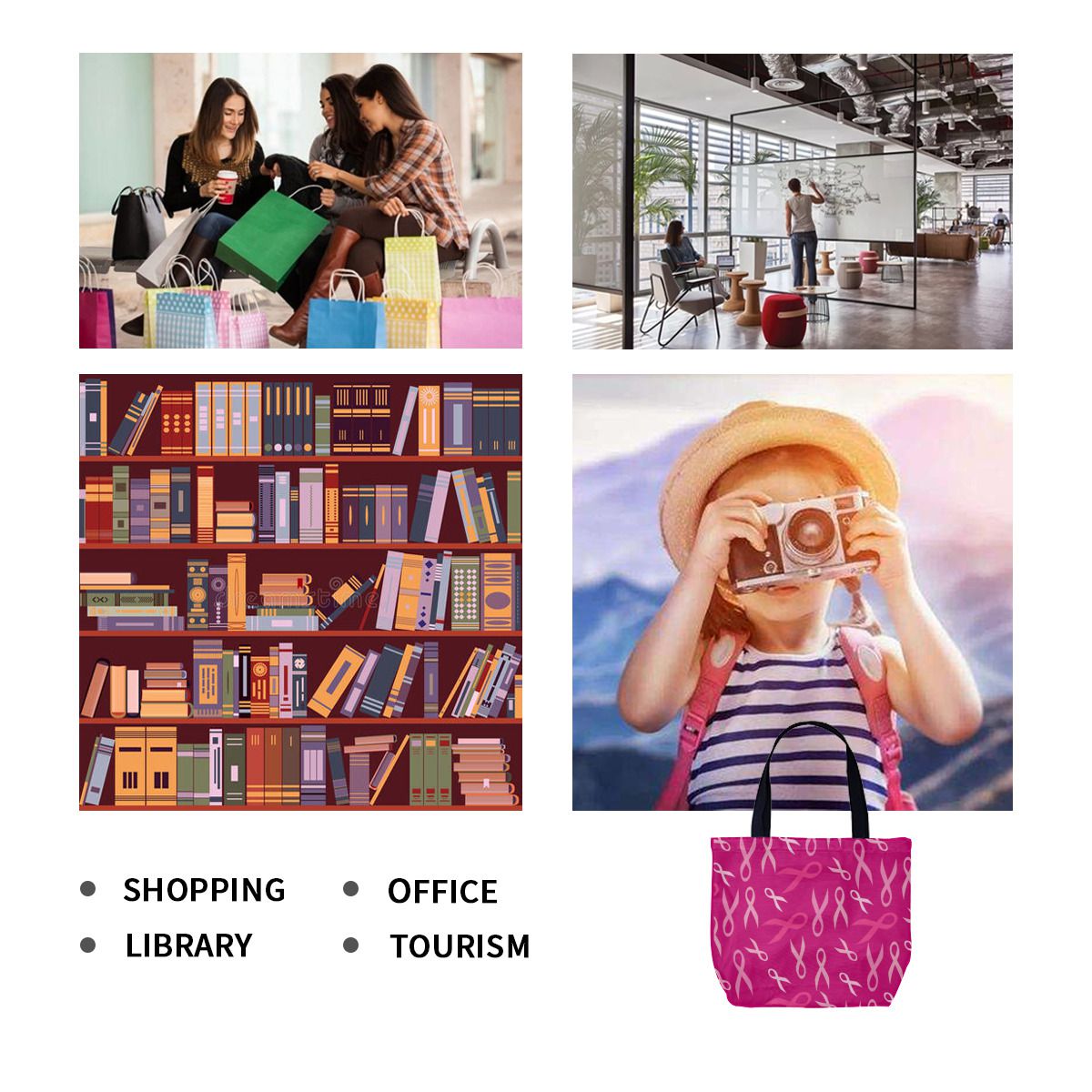 PINK BREAST CANCER RIBBONS Canvas Bag No.3NK2H7