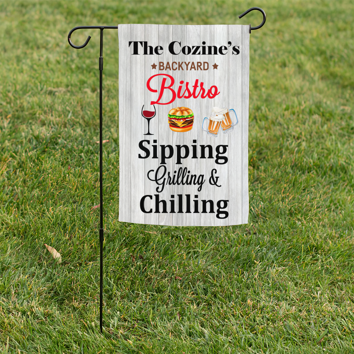 Personalized Backyard Bistro Sipping Grilling Chilling Garden Flag No.SDTAT5